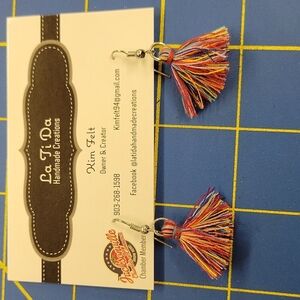 Tassel 1" Dangle Thread Earrings Red